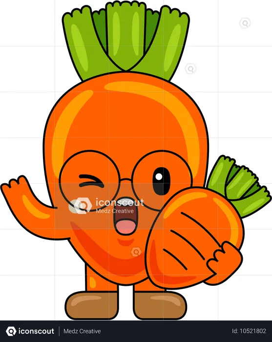 Carrot Mascot holding Carrot slice  Illustration