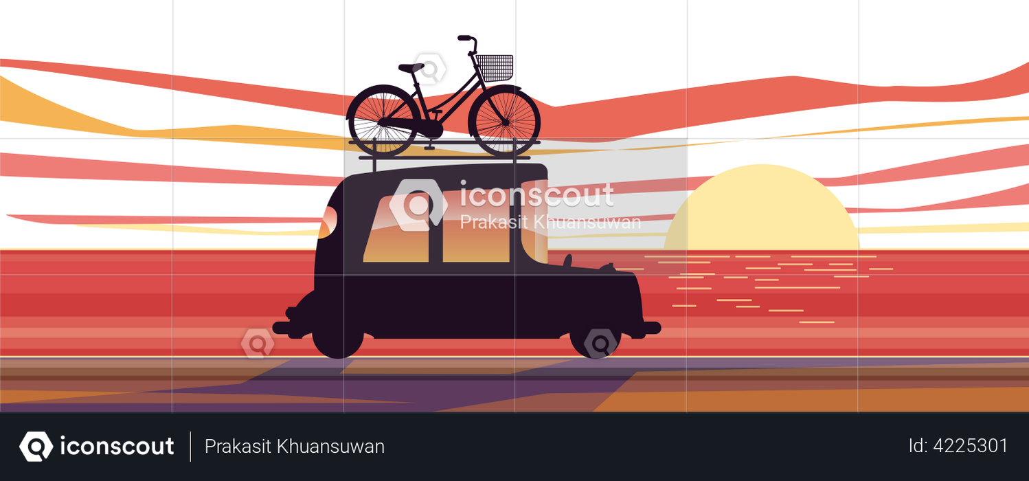 Best Premium Carry bicycle on their cars Illustration download in PNG