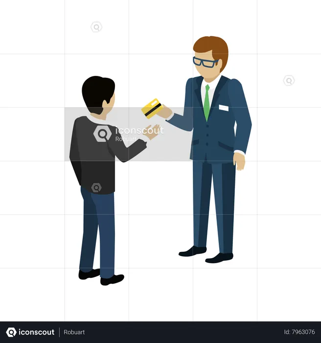 Le client a reçu une carte de crédit d'un employé de banque  Illustration