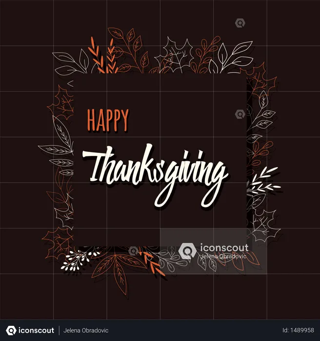 Carte de joyeux Thanksgiving avec éléments décoratifs floraux, design coloré  Illustration