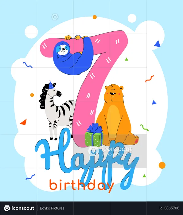 Carte de voeux 7ème anniversaire  Illustration