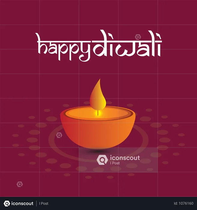 Carte De Voeux Du Festival De Diwali Avec Un Magnifique Fond De Rangoli Et Diya  Illustration