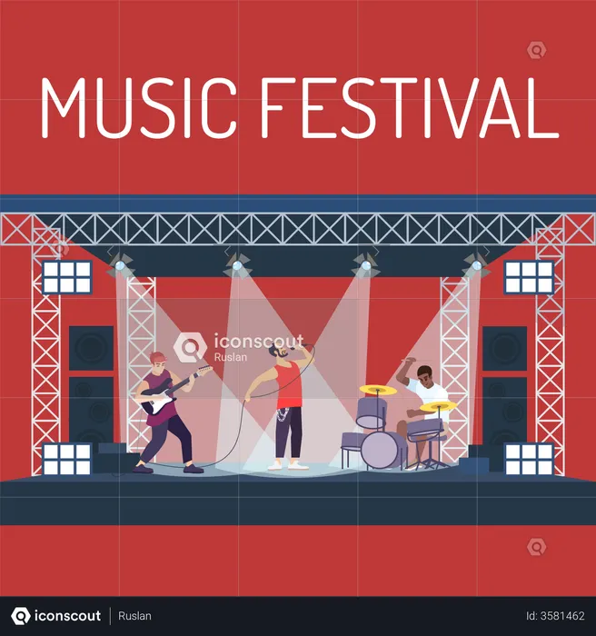 Cartel del festival de música.  Ilustración