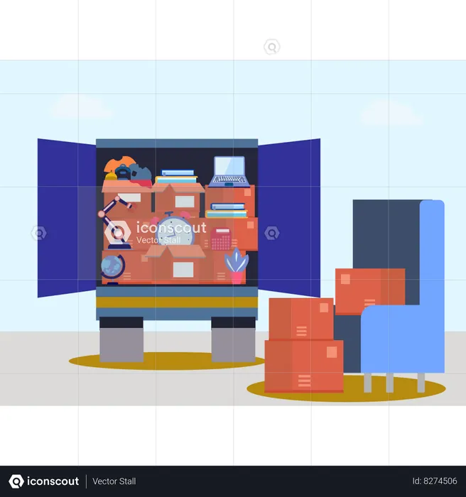 Cartons Loaded Into Truck  Illustration