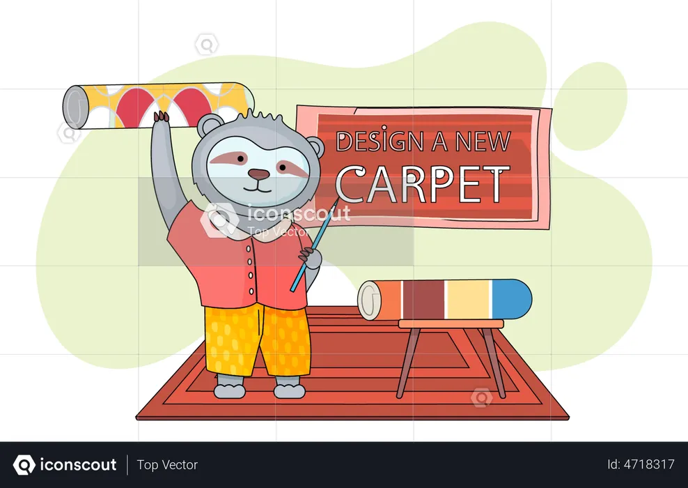 Cartoon character standing in childrens room  Illustration