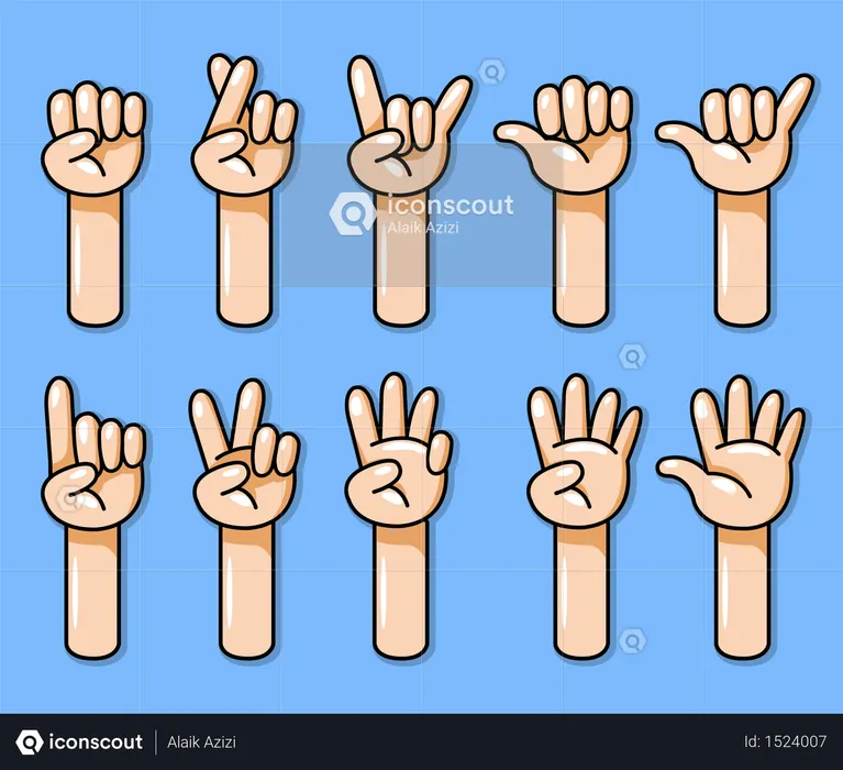 Cartoon Hand Gesture Set  Illustration