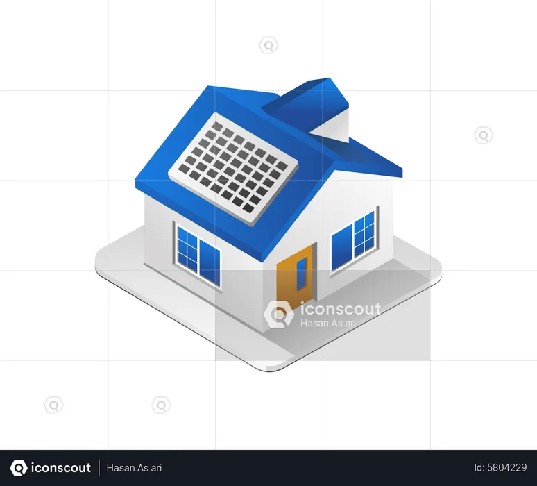 Casa com painéis solares  Ilustração