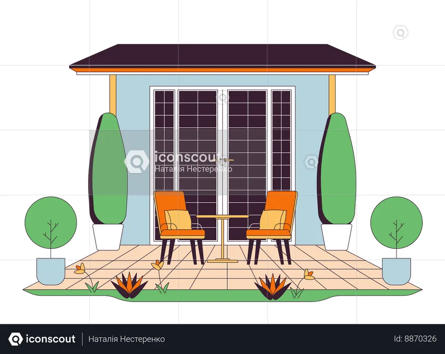 Móveis de terraço de casa  Ilustração