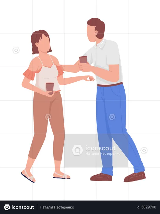 Casal tomando café  Ilustração