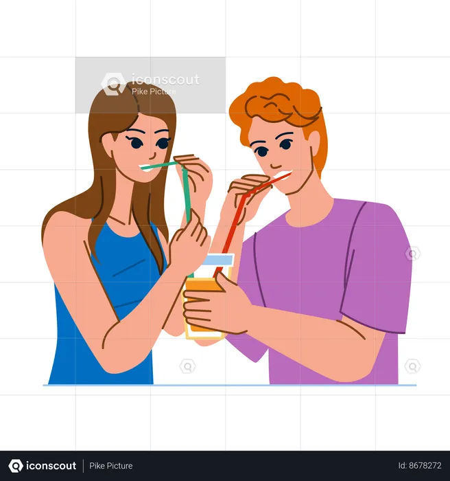 Casal bebendo suco  Ilustração