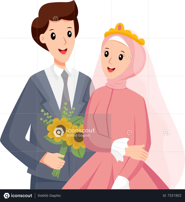 Casal de noivos islâmico  Ilustração