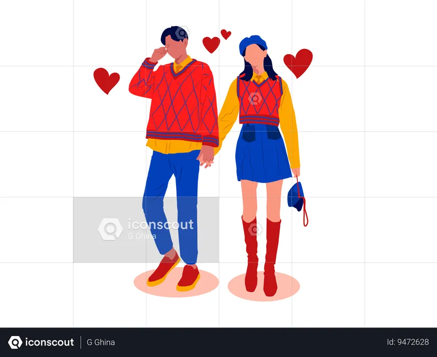 Casal com traje escolar  Ilustração