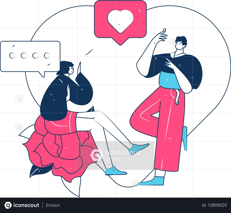 Casal conversando romanticamente por telefone  Ilustração