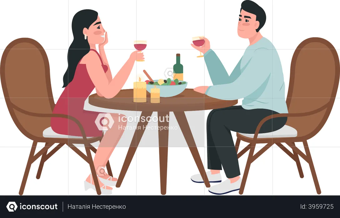 Casal em encontro romântico  Ilustração