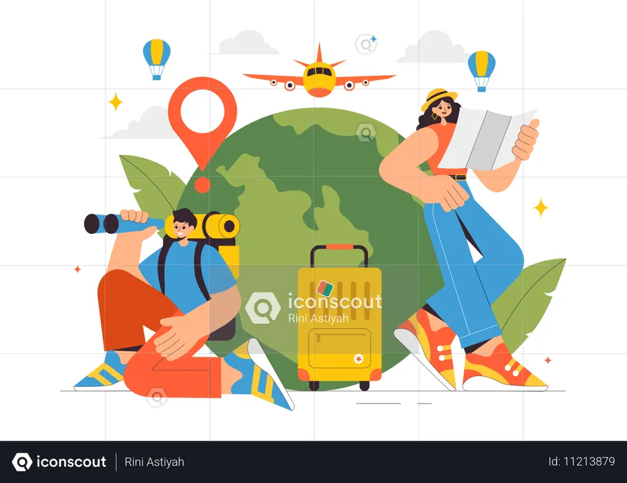 Casal de férias  Ilustração