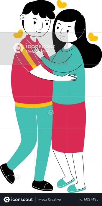 Casal em pé junto  Ilustração