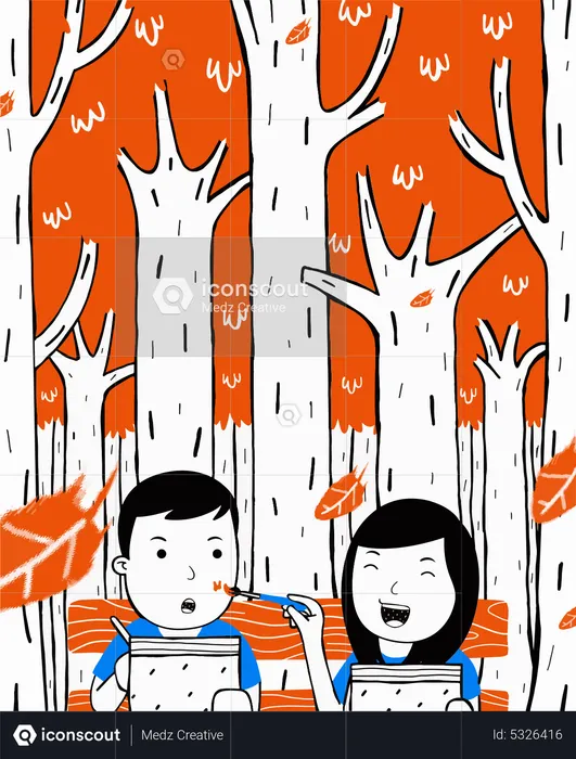 Casal fazendo pintura no parque  Ilustração