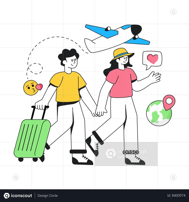 Casal indo viajar  Ilustração