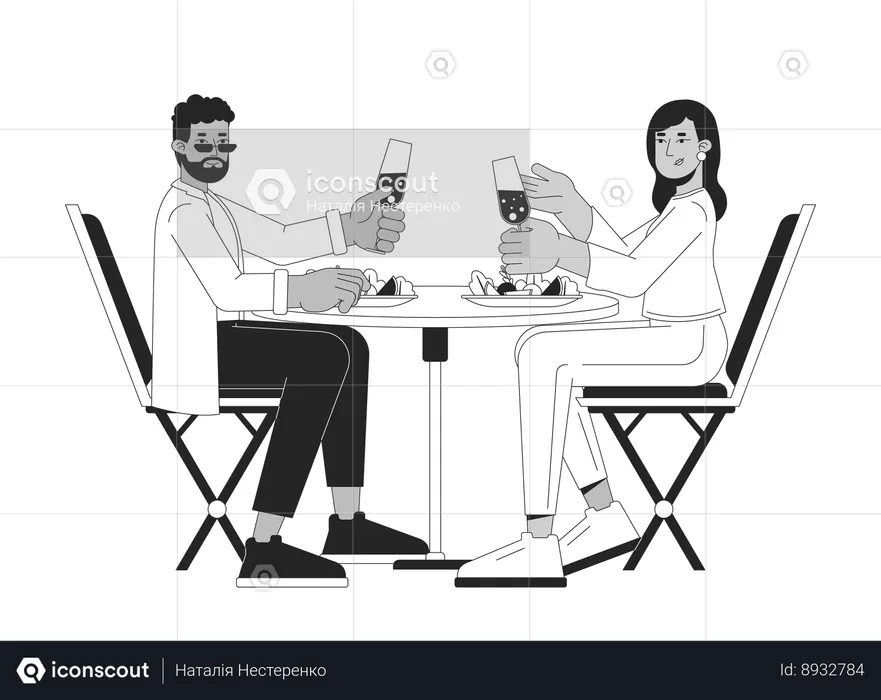 Casal jantando  Ilustração