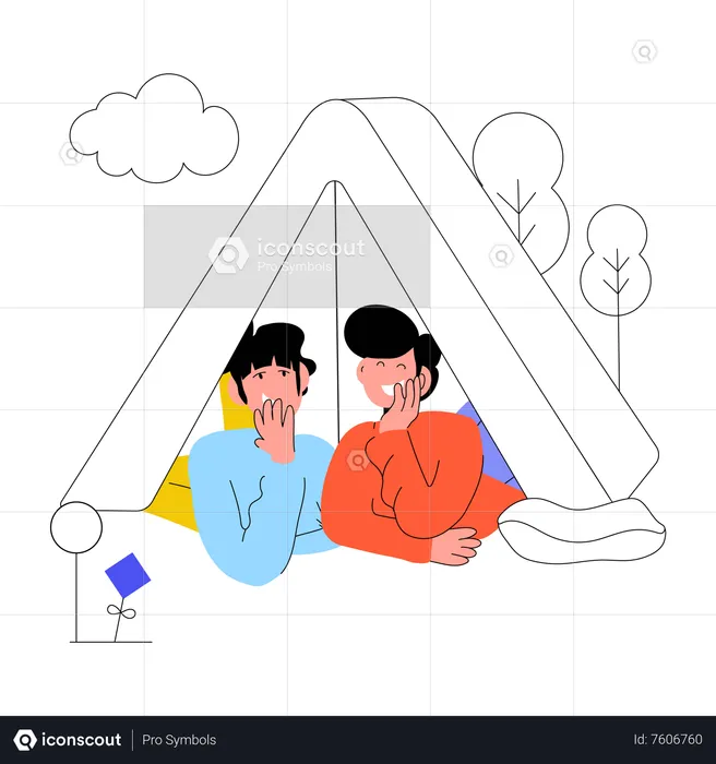 Casal no acampamento  Ilustração