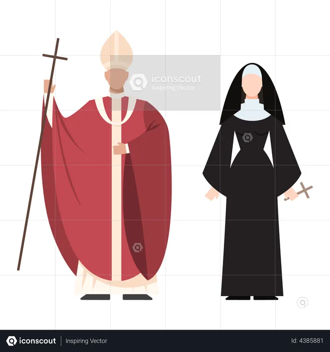 Casal de papa cristão  Ilustração