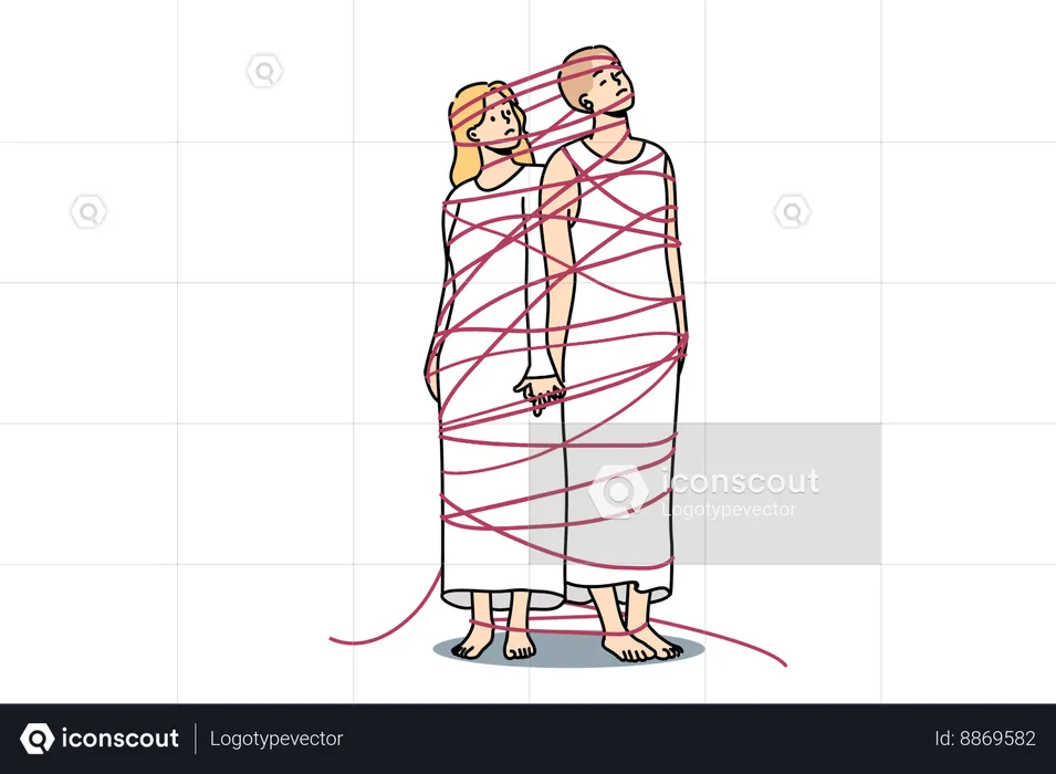 Casal precisa de liberdade da escravidão  Ilustração