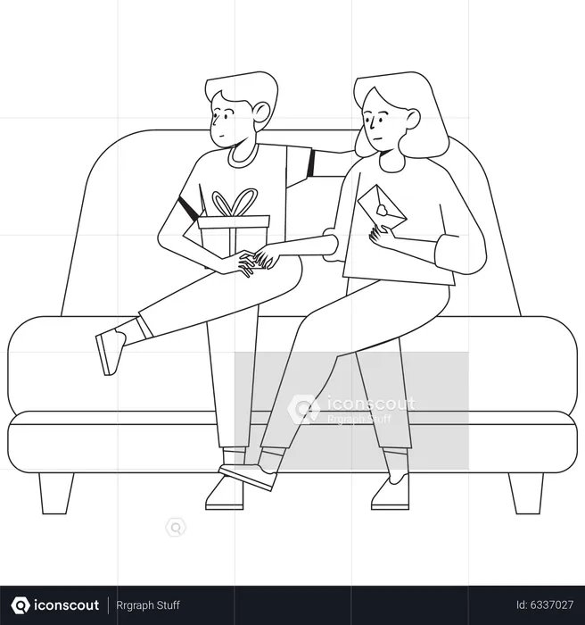 Casal romântico relaxando juntos  Ilustração