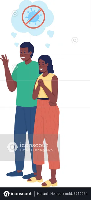 Casal não tem medo do covid19  Ilustração