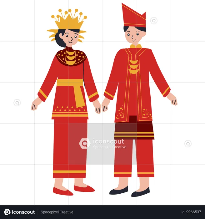 Casal vestido de Jambi  Ilustração