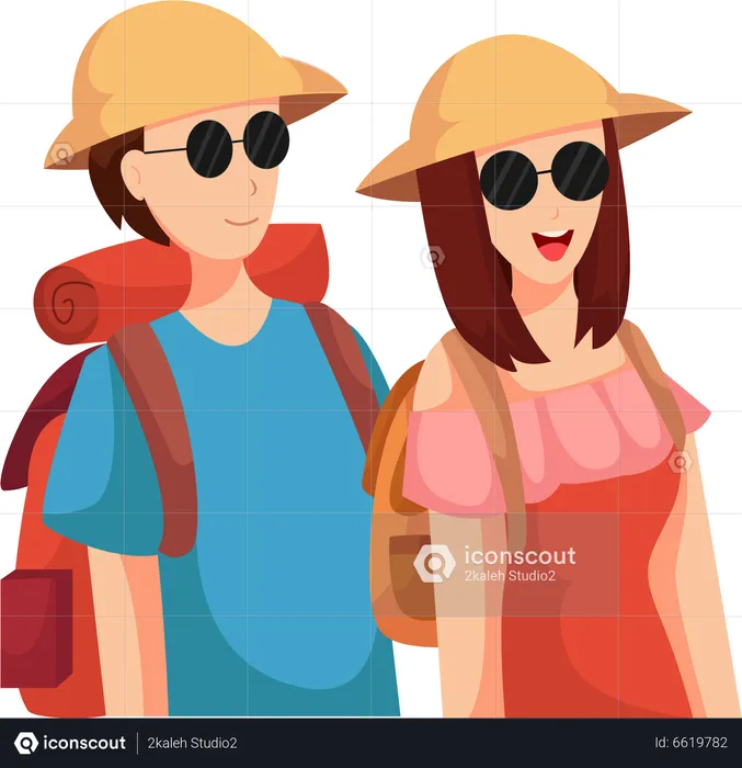 Casal de viajantes  Ilustração