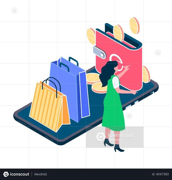 Cash payment for shopping products  Illustration