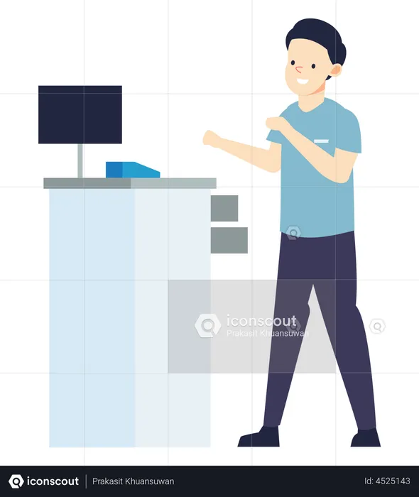 Cashier at register  Illustration