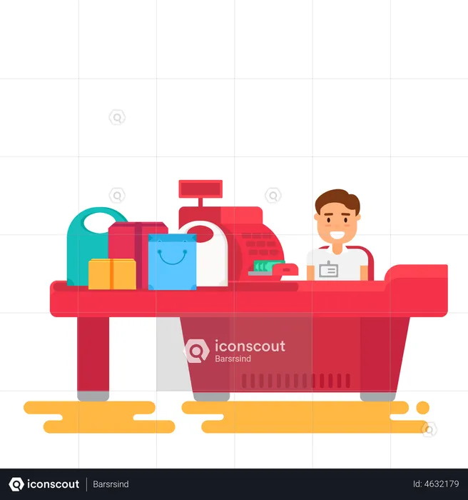Cashier at retail market  Illustration