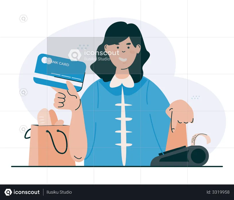 Cashless payment with bank card  Illustration