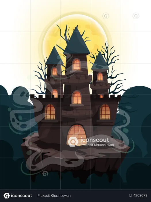 Feliz Castelo de Halloween  Ilustração