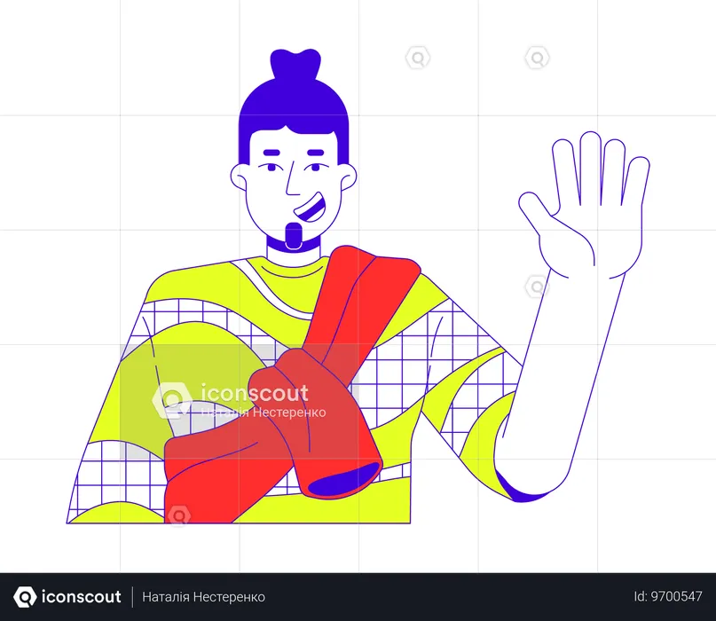 Casual fashion caucasian man waving hand  Illustration