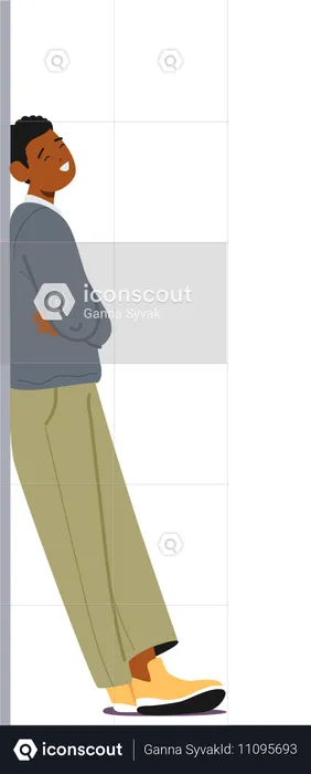 Casually Dressed Man Leans Against Wall  Illustration