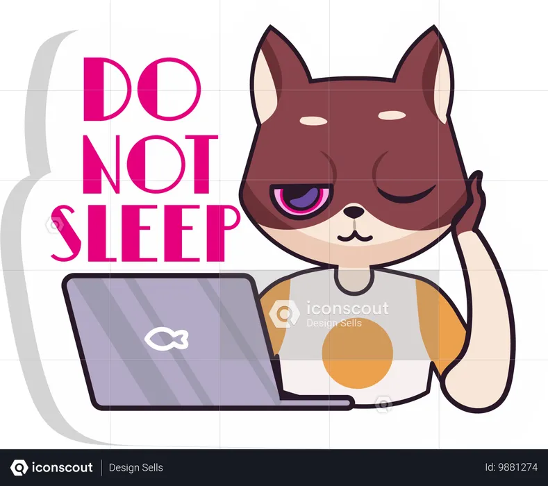 Cat do not want to sleep  Illustration