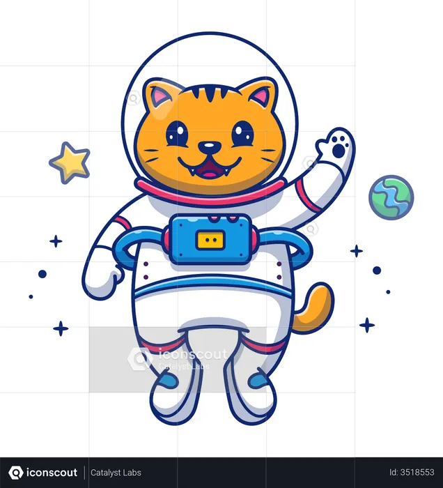 Space Cat clipart vector graphic svg png jpg eps astronaut kitty outer space