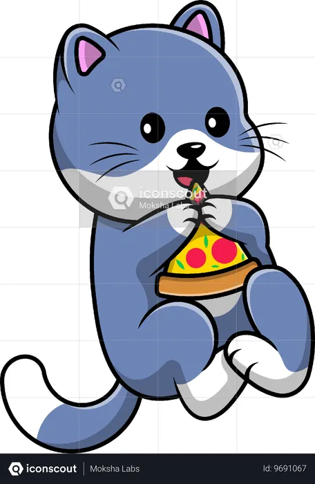 Cat Eat Pizza  Illustration