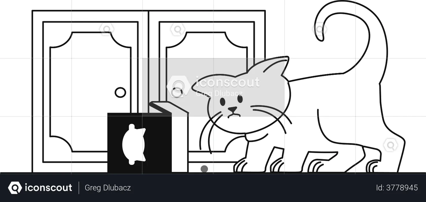 Cat finding something  Illustration