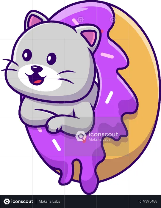 Cat In Doughnut  Illustration