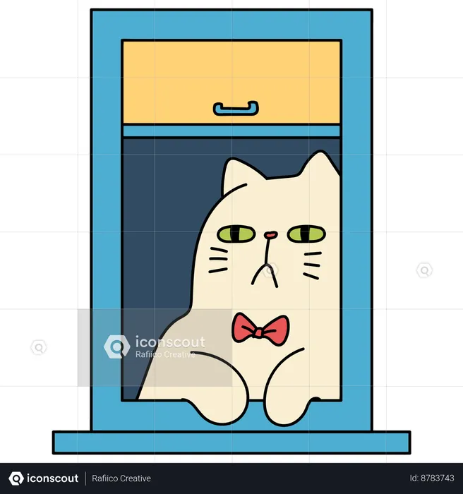 Cat Looking Out From Window  Illustration