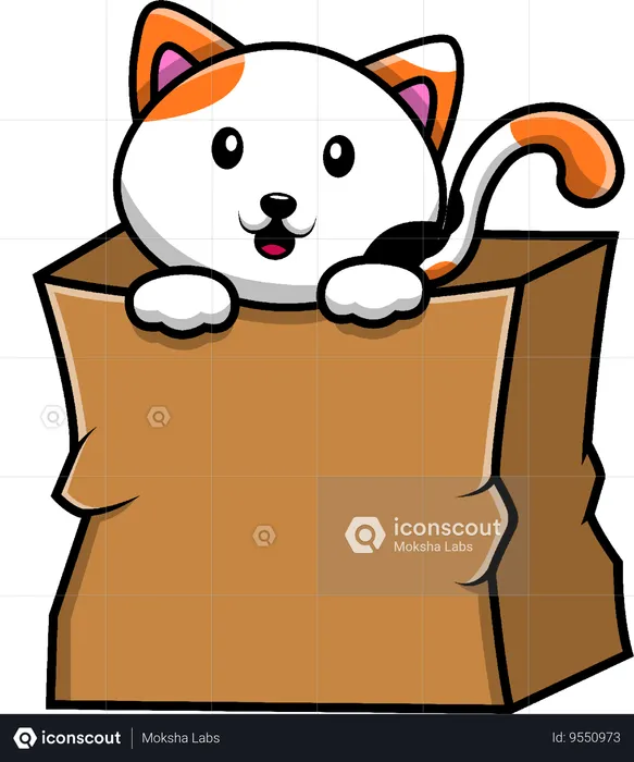 Cat On Grocery Bag  Illustration