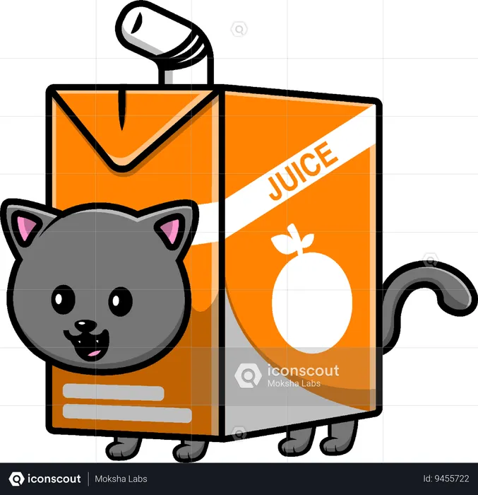 Cat Orange Juice Box  Illustration