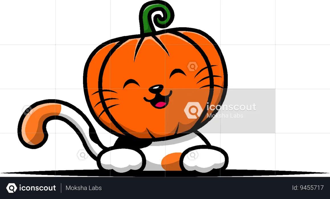 Cat Pumpkin Head  Illustration
