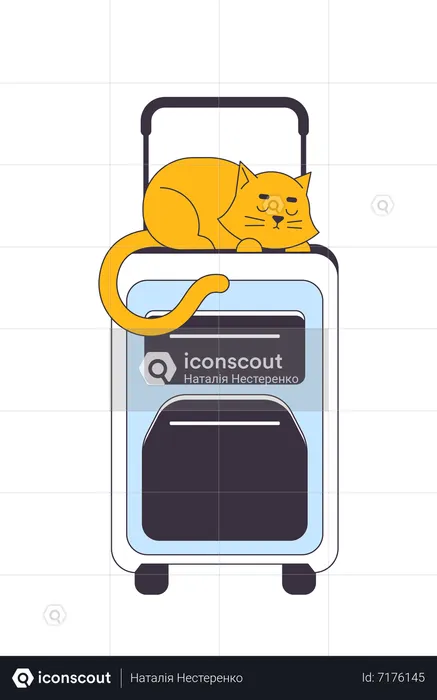 Cat sleeping on suitcase  Illustration