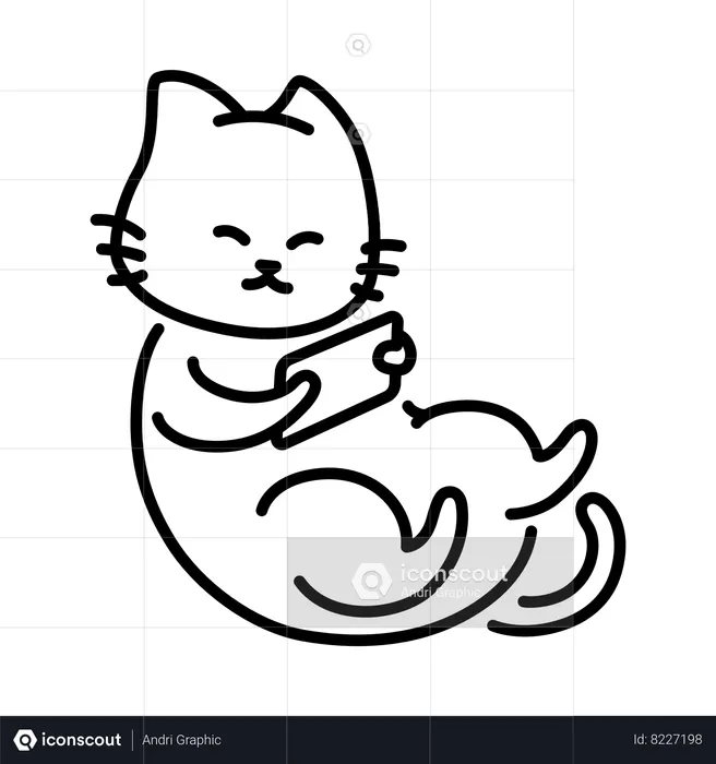 Cat using a phone  Illustration
