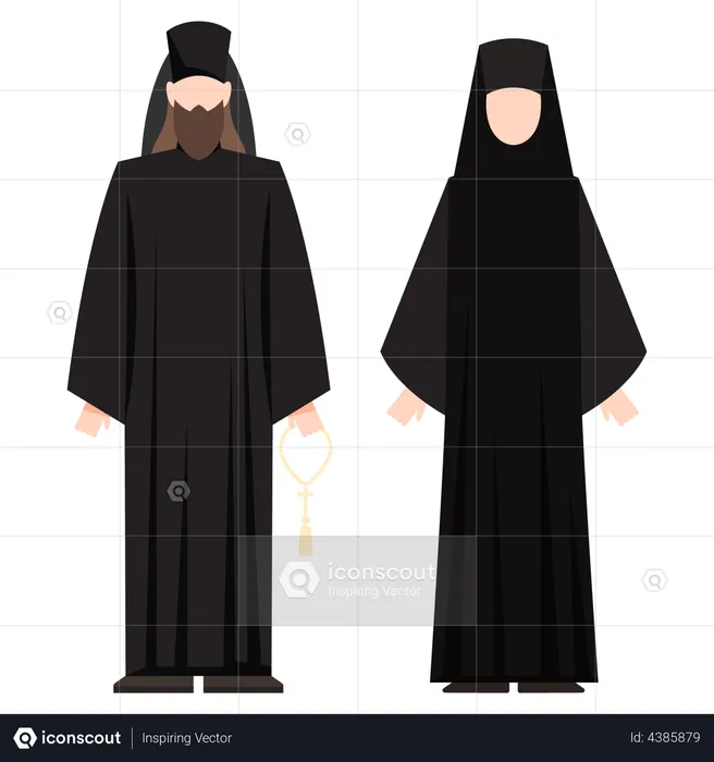 Catholic couple wearing black dress  Illustration