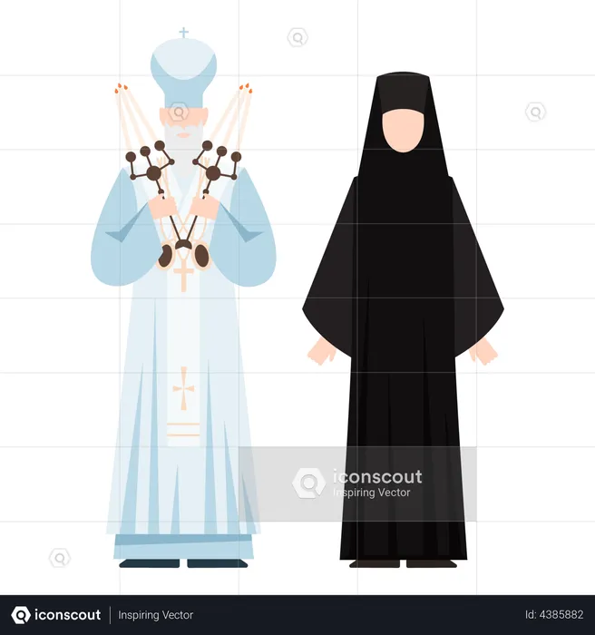 Catholic orthodox couple  Illustration